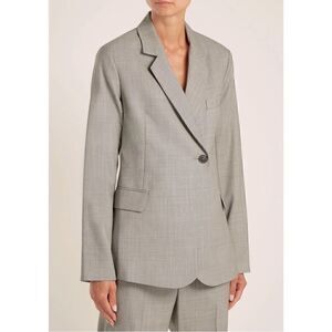 Nili Lotan Gray Classon Sharkskin Single Breasted Wool Jacket Blazer Sz 6